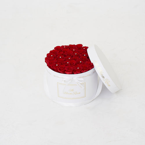 Large White Suede Round Box